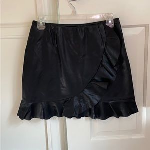 Mink pink black faux leather skirt